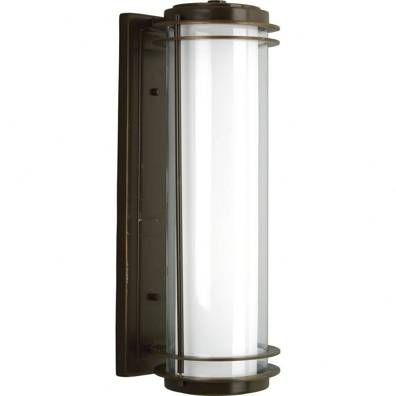 Progress Lighting Penfield 2-Light Wall Lantern, Oil Rubbed Bronze, Clear and Opal Glass Shade, 1 of 5