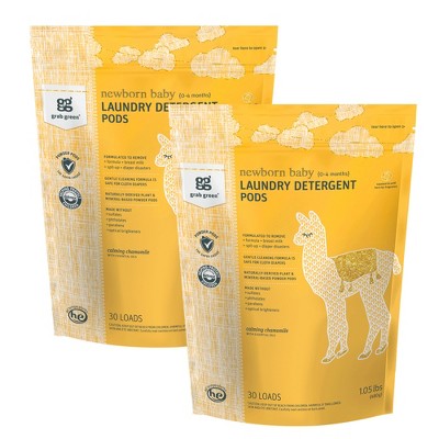 Image of Grab Green Newborn Baby Laundry Detergent Pods, 30 Pods, Calming Chamomile Scent