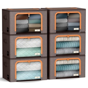 Sorbus 6 Pack Medium Foldable Storage Box - Metal Frame, Oxford Fabric, Large Window & Handles - Organization for Bedroom, Linens & Clothes - 1 of 4