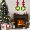 KOVOT Set of 4 Hanging Wreaths with Lights, Black & Red Plaid Ribbon Bow. Christmas Decoration for Cabinets, Chairs, Doors, Railings & Windows - 3 of 4