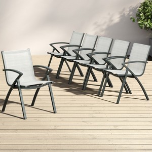 Set of 2 4 6 Aluminum Patio Chairs with Lightweight Frame & 100° Adjustable Back, Outdoor Sling Back Dining Chairs for Garden Camping Poolside Lawn - 1 of 4