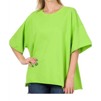 Women's Oversized Raw Edge Top - ZENANA