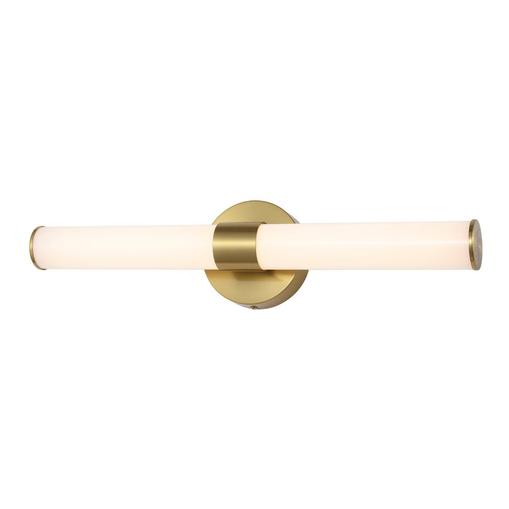 20.13" 1-Light Brooks Industrial Mid-Century Iron Integrated LED Vanity Light Brass Gold - JONATHAN Y: ETL Listed, Bathroom Fixture