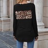 Anna-Kaci Women's Long Sleeve Pullover Top with Leopard Print Chest Panel and Cuff Accents - 2 of 4