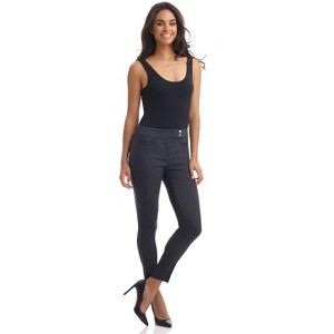 Rekucci Women's Pull-On Slim Ankle Pants with Faux Snaps – Stretch Comfort Waistband & Chic Office Style - DK Charcoal, 16 - 1 of 4