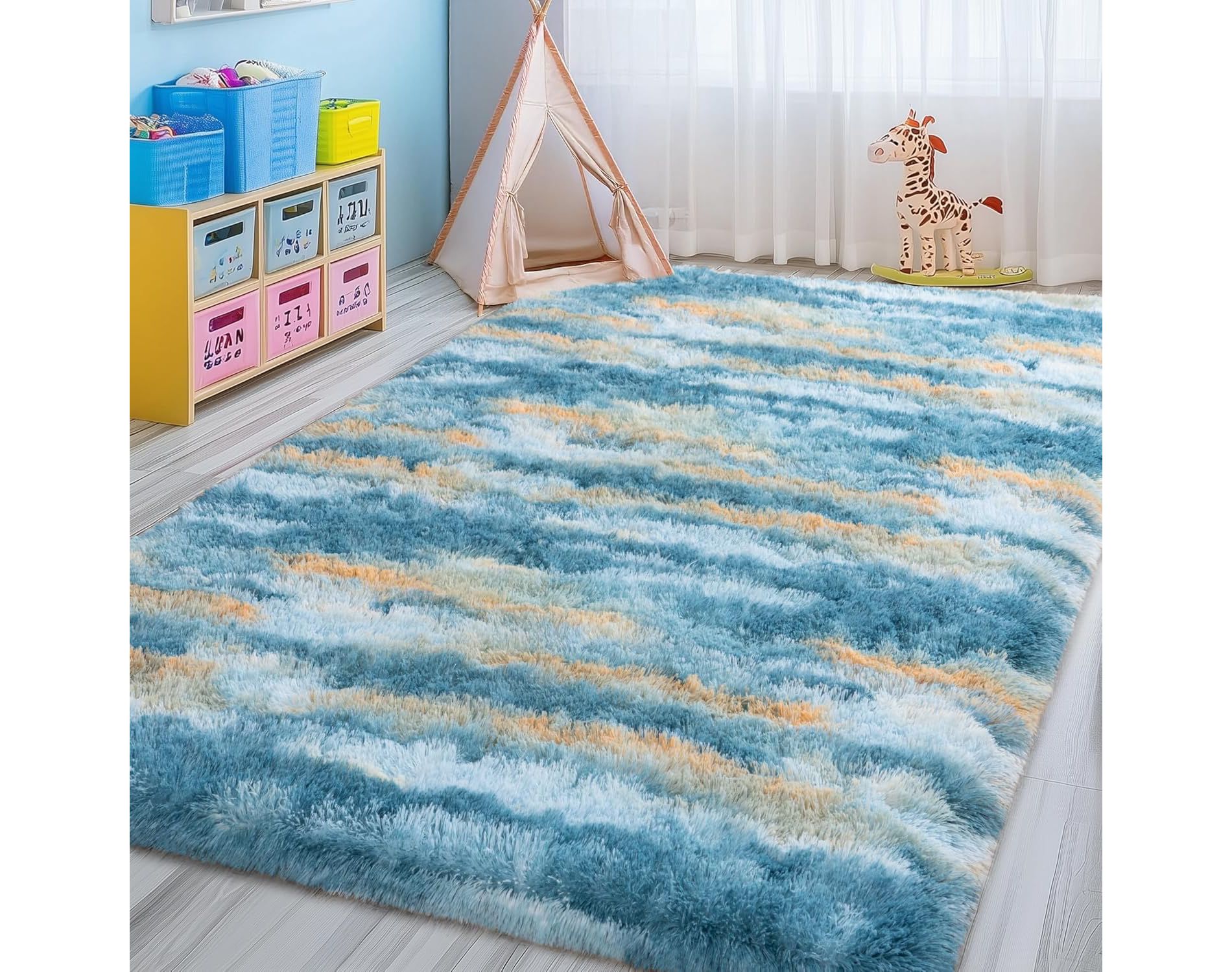 Area Rugs for Living Room Bedroom, Non-Slip Fluffy Soft Shag Carpet for Kids Home Dorm Decor
