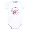 Hudson Baby Infant Girl Cotton Bodysuits, Happy Girl Wreath - 2 of 4
