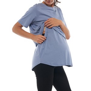 Women's Maternity Nursing T-Shirt Short Sleeve Loose Fit Tops - 1 of 4