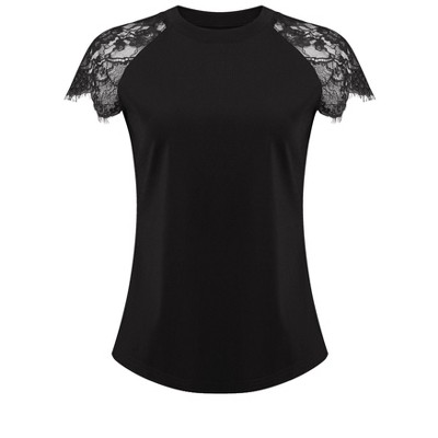 INSPIRE CHIC Women's Crew Neck Lace Short Sleeve 2026 Casual Knit Summer Blouses