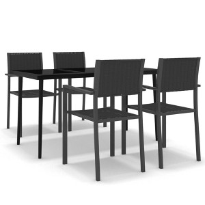 vidaXL Patio Dining Set Outdoor Dining Set Table and Chair Set for Garden - Black 55.1" Table Length 4 Items - 1 of 4