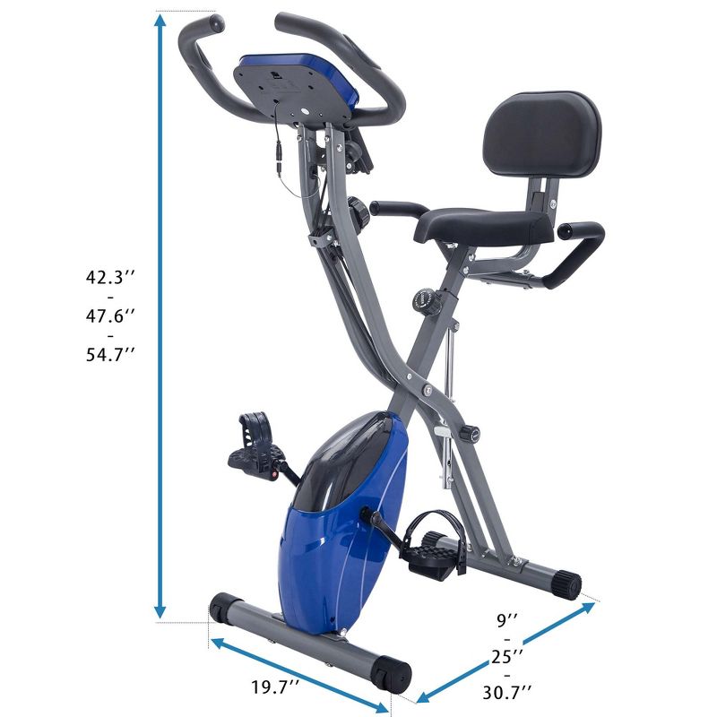 Folding Exercise Bike with 10-Level Adjustable Resistance, Arm Bands and Backrest-ModernLuxe, 4 of 13