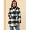 Allegra K Women's Notched Lapel Double Breasted Winter Plaids Overcoat - 4 of 4