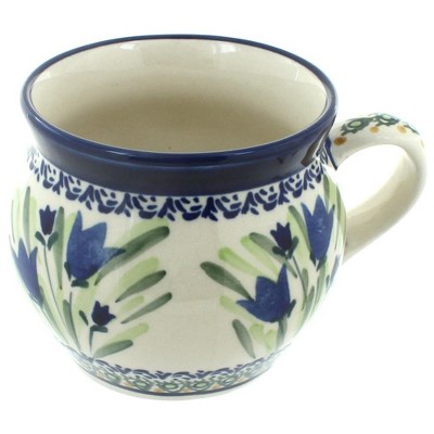 Blue Rose Polish Pottery Blue Tulip Bell Shape Mug