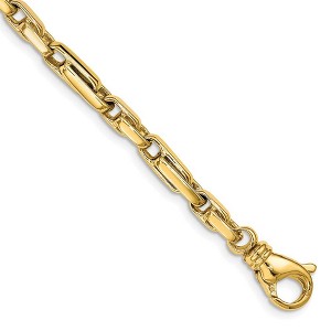 Black Bow Jewelry 5mm 14K Yellow Gold Solid Fancy Link Chain Bracelet, 8.5 Inch - 1 of 3