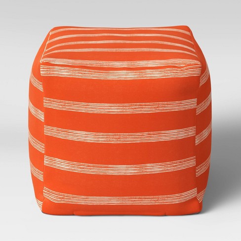 18 X 18 Outdoor Pouf Orange Stripe Room Essentials Target