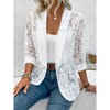 Women's Casual Open Front Lace Cardigan Mesh Shrug Cover Ups Lapel Neckline Solid Long Sleeve Elegant Jacket Blazer - 4 of 4