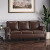 Contemporary PU Leather Sofa, 3-Seater with Nailhead Detailing and Birch Wood Frame for Living Room - 3 of 4