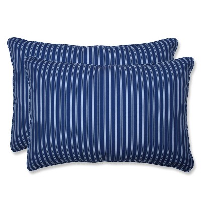 2pk Oversize Resort Stripe Rectangular Throw Pillows Blue - Pillow Perfect