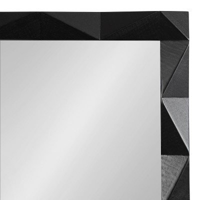 Endicott Black Geometric Faceted Wood Framed Vanity Mirror 24" x 36"