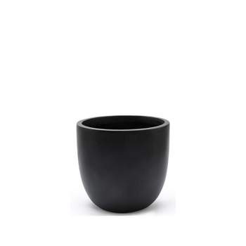 LuxenHome Round Tapered 9.2" H House Planter, Indoor/Outdoor Black