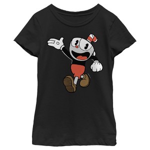 Girl's Cuphead Friendly Hello Cuphead T-Shirt - 1 of 4