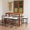 vidaXL Patio Bar Set Bar Table and Stools Patio Furniture Set with Cushions - Brown 8 Piece - 2 of 4
