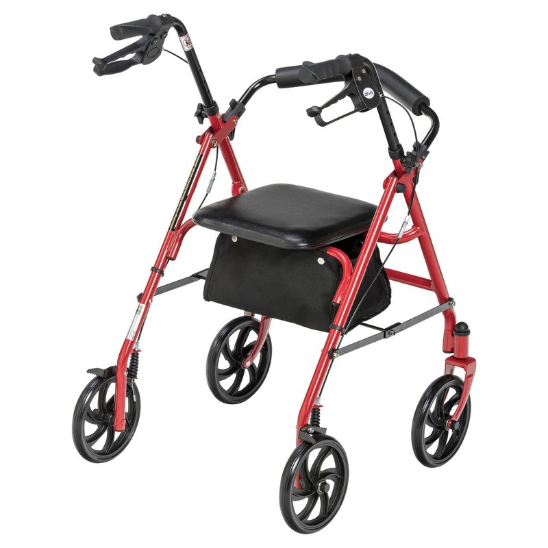 Drive Medical Four Wheel Walker Rollator with Fold Up Removable Back Support, Red, 4 of 10