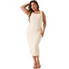 Women's Plus Size Sleeveless Wide Shoulder Straps Back Split Square Neck Beach Casual Bodycon Midi Dresses - Agnes Orinda - 3 of 4