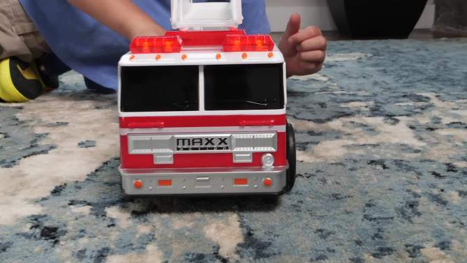 Maxx Action Large Firetruck with Extendable Ladder &#8211; Lights &#38; Sounds Motorized Rescue Vehicle, 2 of 8, play video