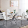 TIRAMISUBEST 5-Piece Mid-Century Dining Set - 4-6 Person Glass Top Table w/Metal Legs + 4 Chairs, Pedestal Base - 2 of 4