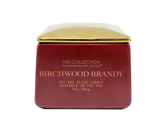 9oz Matte Square Jar Candle Birchwood Brandy - The Collection By Chesapeake Bay Candle