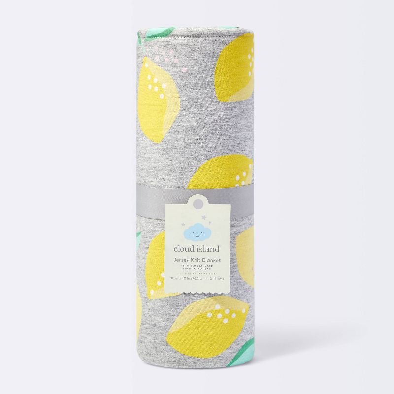 Jersey Knit Reversible Blanket Lemons - Cloud Island&#8482; Gray/Yellow, 5 of 6