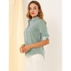 INSPIRE CHIC Women's Striped Button Down Roll-up Long Sleeves Point Collar Shirt - 4 of 4