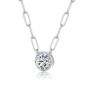Guili Round Bezel Set Solitaire Necklace Featuring a Dazzling Clear CZ Stone, Designed to Add Elegance, Shine, and a Timeless Charm to Any Look - 1 of 2