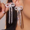 Bow Earrings Rhinestone Bow Earrings Bow Stud Earring Bow Dangle Drop Statement Earrings for Women - 4 of 4