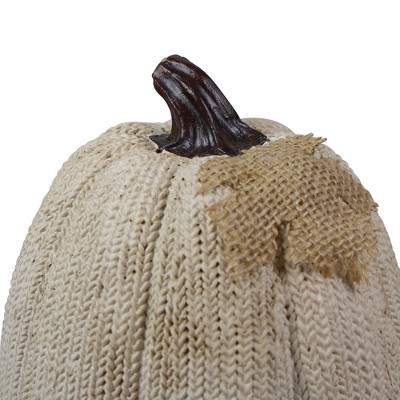 Beige Knitted Resin Pumpkin Fall Thanksgiving Decoration