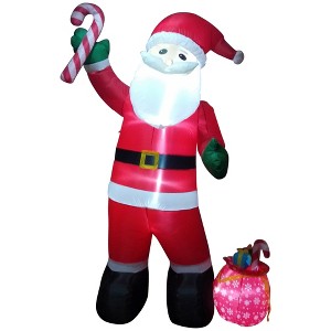 Northlight LED LIghted Inflatable Santa Claus with Toy Sack Outdoor Christmas Decoration - 8' - 1 of 2