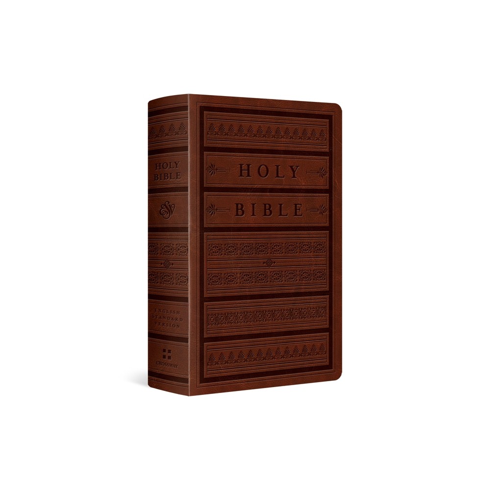 ESV Giant Print Personal Size Bible, Red Letter (Trutone, Brown, Engraved Mantel Design) - by Esv Bibles (Leather Bound)