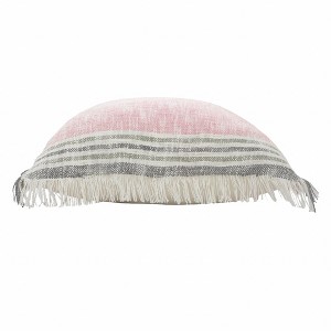 HomeRoots 20" X 20" Pink Gray And White 100% Cotton Striped Zippered Pillow - 1 of 4
