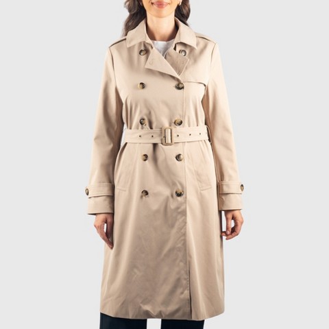 Женские куртки Alpine Swiss Carla Womens Waterproof Rain Trench Coat Long Rain Jacket Lightweight Raincoat Double Breasted Overcoat KHK L