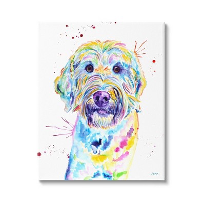 Stupell Industries Vivid Goldendoodle Dog Pet Canvas Wall Art
