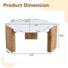 Zeus & Ruta 31-Inch Modern Hexagonal Coffee Table with White Marble Surface - 3 of 4