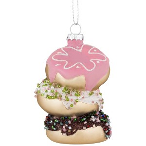 Northlight 3.75" Triple Stacked Doughnuts Glass Christmas Ornament - 1 of 4