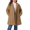 Agnes Orinda Women's Plus Size Notched Lapel Single Breasted Back Split Winter Long Pea Coats - 2 of 4
