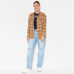 Women's Oversized Long Sleeve Collared Flannel Shirt - Wild Fable™ - 1 of 3