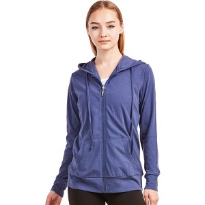 Sofra Women's Cotton Comfort Zip Up Hoodie Jersey Sweater - 1 of 4