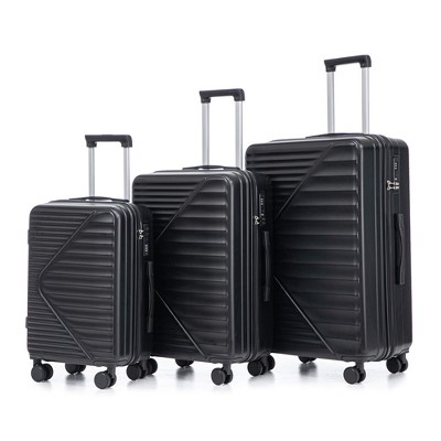ORRD HIFINE 3-Piece ABS Spinner Luggage Set (20"+24"+28") w/TSA Lock - Matching Black Carry-On & Checked