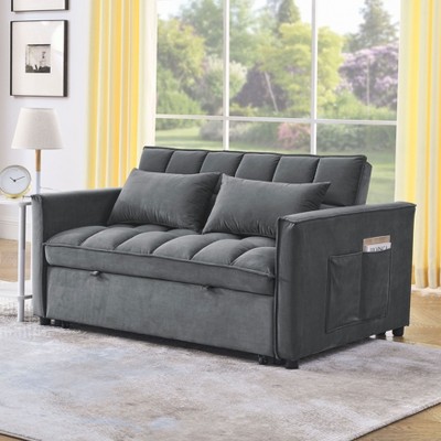 NicBex 54" Loveseat,Modern Pull-Out Velvet Loveseat Sofa with Adjustable Backrest,Convertible Couch for Living Room,Apartment