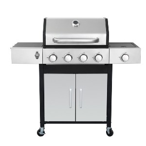 4 Burner Propane Gas BBQ Grill With Side Burner, 46790 BTU Output Gas Grill With Porcelain-Enameled Cast Iron Grates For Patio Camping - 1 of 4