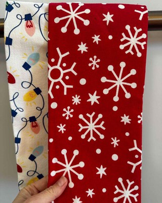 Decorative Towel Let It Snow Set/2 Kitchen - Set Of Two Dish Towels 26  Inches - Snowflakes - 107116. - Cotton - Red : Target